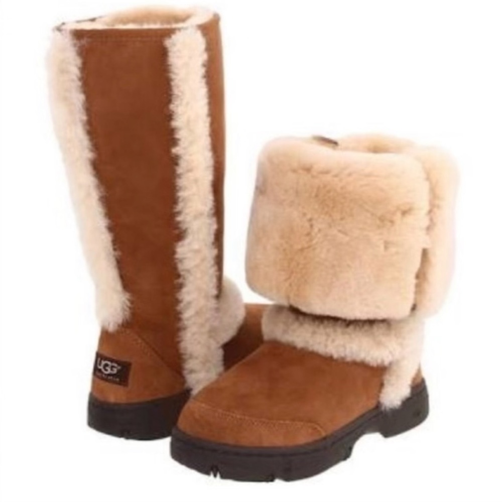 UGG sunburst tall cuffable sheepskin boots chestnut